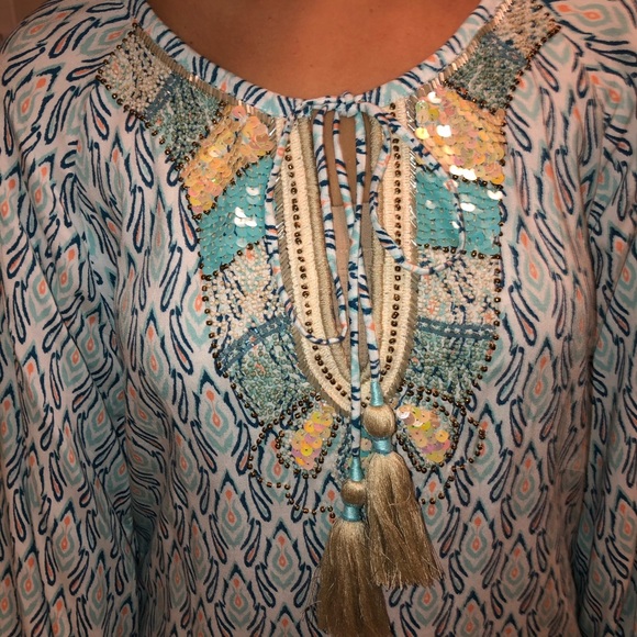 Skemo Dresses & Skirts - Skemo Borneo Ocean Dress, Sequined V-neck